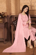 Monjolika Fashion Light Pink Chanderi With Heavy Sequence Embroidery Classic Suit | Grocsy