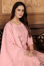 Monjolika Fashion Light Pink Chanderi With Heavy Sequence Embroidery Classic Suit | Grocsy