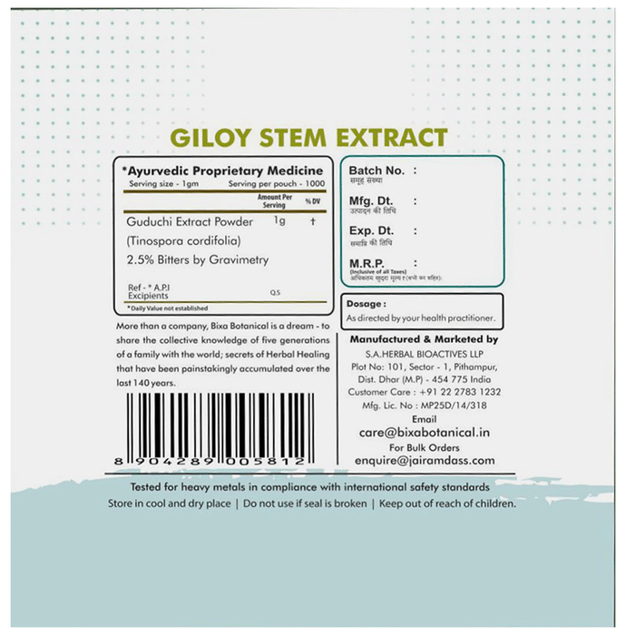 Bixa Botanical Giloy Stems Extract Powder | Grocsy