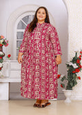 Monjolika Fashion Rani Pink Rayon Plus Size Printed Long Kurti | Grocsy