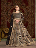 Monjolika Fashion Black Color Embroidered Santoon Net Salwar Suit | Grocsy