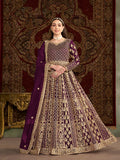 Monjolika Fashion Purple Color Embroidered Santoon Net Salwar Suit | Grocsy