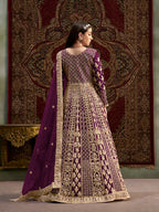 Monjolika Fashion Purple Color Embroidered Santoon Net Salwar Suit | Grocsy