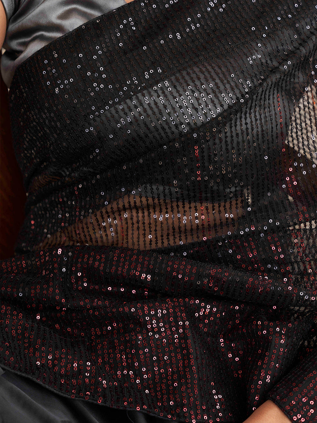 Tikhi Imli Sequinned Satin Heavy Work Saree | Grocsy