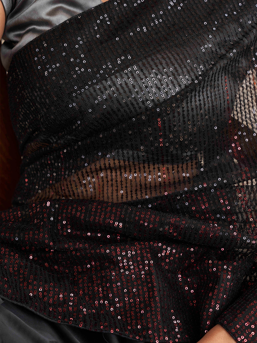 Tikhi Imli Sequinned Satin Heavy Work Saree | Grocsy