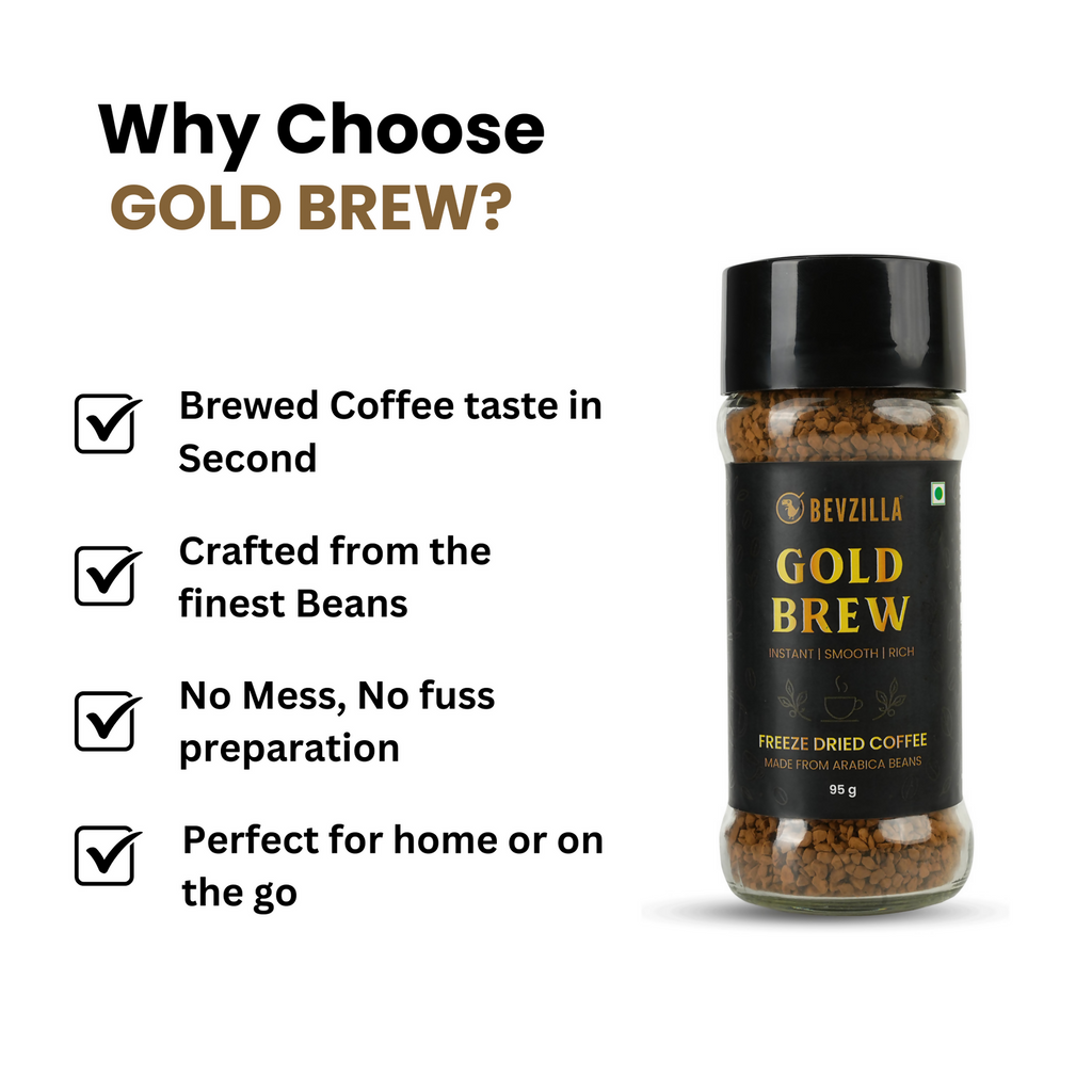 Bevzilla Gold Brew Instant Freeze Dried Coffee Powder | Grocsy