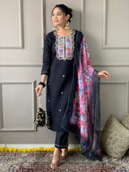 The52 Viscose Fabric work Straight cut Kurta, Pant and Dupatta Set | Grocsy