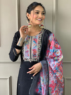The52 Viscose Fabric work Straight cut Kurta, Pant and Dupatta Set | Grocsy