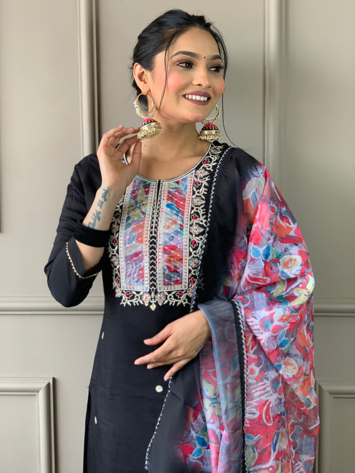 The52 Viscose Fabric work Straight cut Kurta, Pant and Dupatta Set | Grocsy