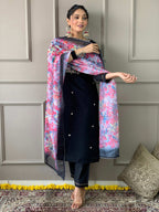 The52 Viscose Fabric work Straight cut Kurta, Pant and Dupatta Set | Grocsy