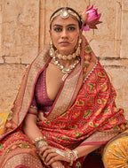 Monjolika Fashion Viscose Silk Red Printed Classic Saree | Grocsy