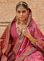 Monjolika Fashion Viscose Silk Pink Printed Classic Saree | Grocsy