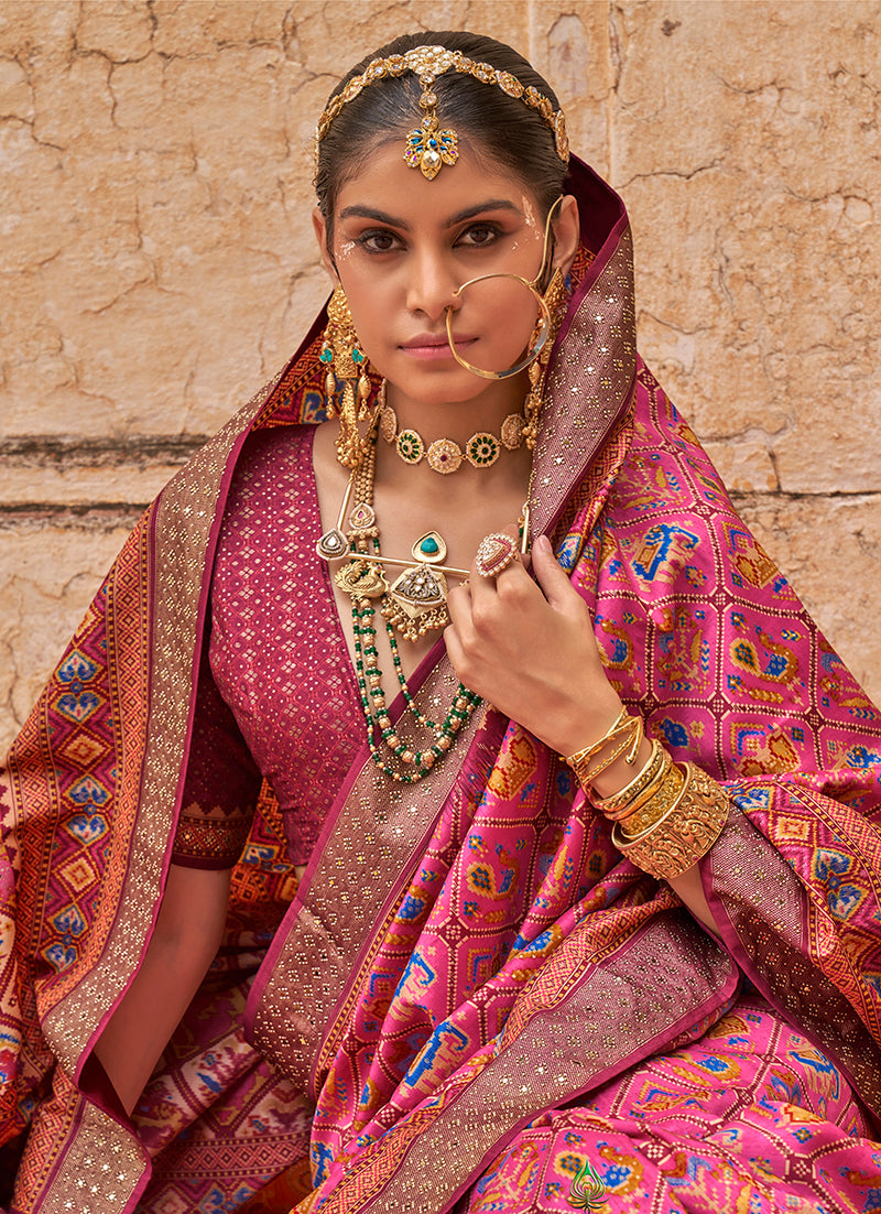 Monjolika Fashion Viscose Silk Pink Printed Classic Saree | Grocsy