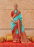 Monjolika Fashion Viscose Silk Firozi Printed Classic Saree | Grocsy