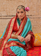 Monjolika Fashion Viscose Silk Firozi Printed Classic Saree | Grocsy