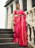 Monjolika Fashion Viscose Silk Rani Pink Weaving Jaal Designer Saree | Grocsy