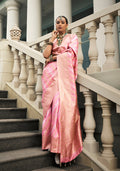Monjolika Fashion Viscose Silk Baby Pink Weaving Jaal Designer Saree | Grocsy