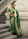 Monjolika Fashion Viscose Silk Dark Green Weaving Jaal Designer Saree | Grocsy