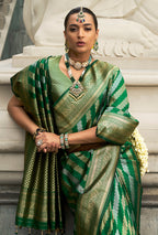 Monjolika Fashion Viscose Silk Dark Green Weaving Jaal Designer Saree | Grocsy