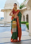 Monjolika Fashion Banarasi Silk Weaving Dark Green Trendy Saree | Grocsy