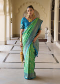 Monjolika Fashion Banarasi Silk Weaving Light Green Trendy Saree | Grocsy