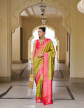 Monjolika Fashion Banarasi Silk Weaving Pear Trendy Saree | Grocsy