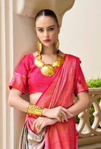 Monjolika Fashion Banarasi Silk Weaving Light Grey Trendy Saree | Grocsy