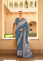 Monjolika Fashion Silk Foil Print Morpeach Contemporary Saree | Grocsy