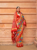 Monjolika Fashion Multi Colour Patola Print Silk Ceremonial Trendy Saree | Grocsy