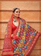 Monjolika Fashion Multi Colour Patola Print Silk Ceremonial Trendy Saree | Grocsy