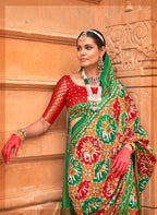 Monjolika Fashion Multi Colour Patola Print Silk Ceremonial Trendy Saree | Grocsy