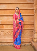 Monjolika Fashion Blue Patola Print Silk Ceremonial Trendy Saree | Grocsy