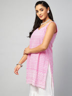 InWeave Women's Pink Sweetheart Neckline Kurta | Grocsy