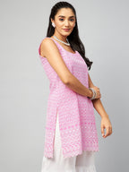 InWeave Women's Pink Sweetheart Neckline Kurta | Grocsy