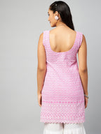 InWeave Women's Pink Sweetheart Neckline Kurta | Grocsy