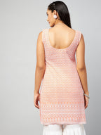 InWeave Women's Peach Sweetheart Neckline Kurta | Grocsy