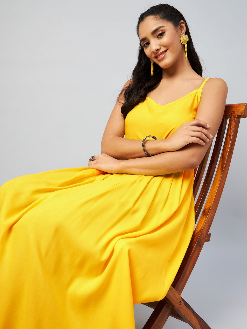 InWeave Women's Solid Yellow Strappy Kurta | Grocsy