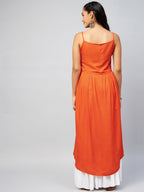 InWeave Women's Solid Orange Strappy Kurta | Grocsy