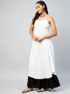 InWeave Women's Solid White Strappy Kurta | Grocsy