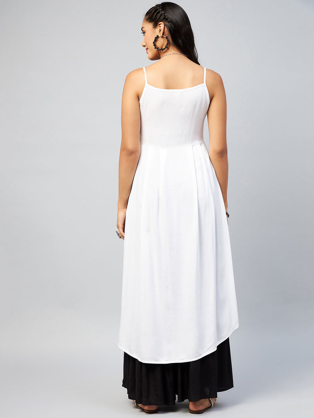 InWeave Women's Solid White Strappy Kurta | Grocsy