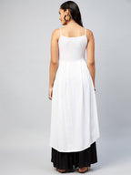 InWeave Women's Solid White Strappy Kurta | Grocsy