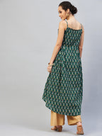 InWeave Women's Green Kantha Ikkat Strappy Kurta | Grocsy