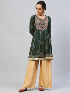 InWeave Women's Green Gota Mirror Work Kurta | Grocsy