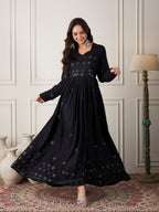 InWeave Black Mirror Work Long Anarkali Kurta | Grocsy