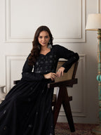 InWeave Black Mirror Work Long Anarkali Kurta | Grocsy