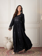 InWeave Black Mirror Work Long Anarkali Kurta | Grocsy
