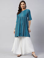 InWeave Women's Ocean Bandhani Shrot Anarkali Kurta | Grocsy
