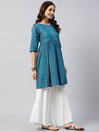 InWeave Women's Ocean Bandhani Shrot Anarkali Kurta | Grocsy