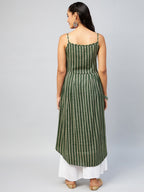 InWeave Women's Green Zig Zag Print Strappy Kurta | Grocsy