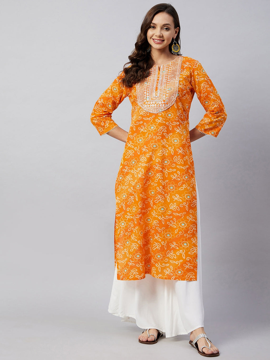 InWeave Women's Canary Orange Work Straight Kurta | Grocsy